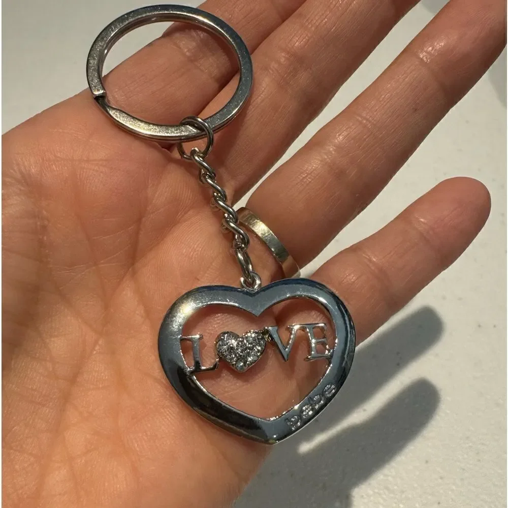 New Bebe Silver Tone Love Heart Keychain